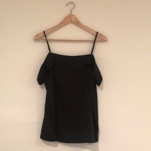 Black silk cami with off the shoulder detail (M)